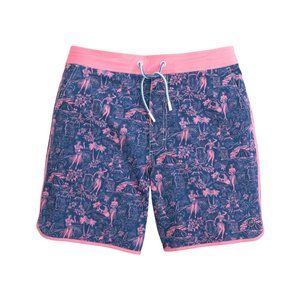 Johnnie-O Men's Honolulu Blue & Pink Swim Trunks Shorts Size Medium ~LOOKS NEW!